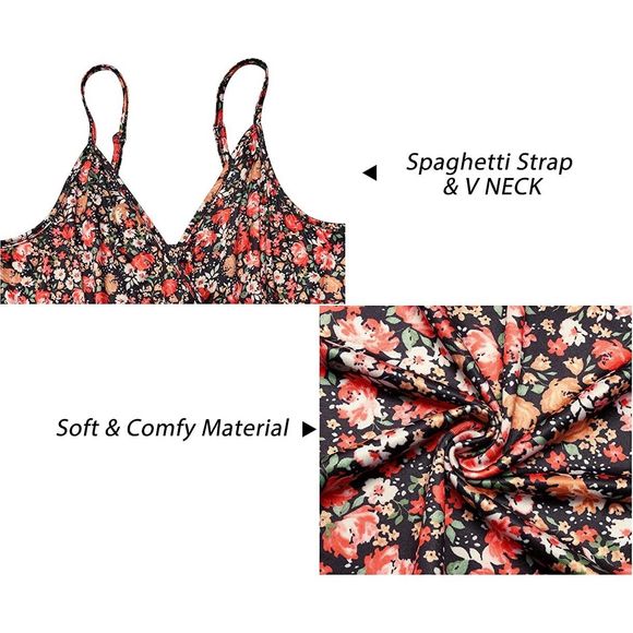 Newshows size XL Women's Summer V Neck Spaghetti Strap Casual Split Long Maxi D - Picture 4 of 9